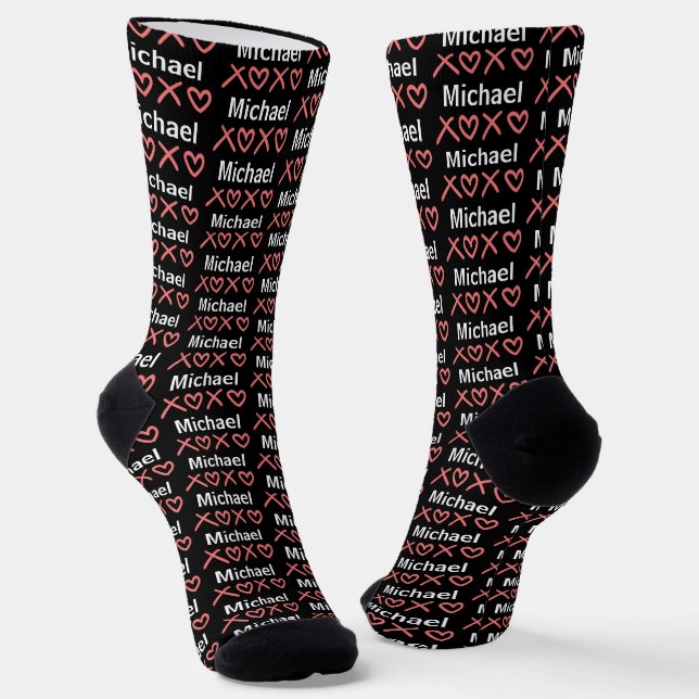 Chaussette Créez votre propre nom XOXO Valentines Day (Angulaire)