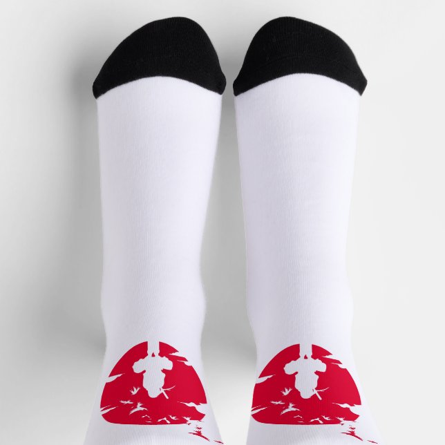 Chaussette Crimson Moon Ninja - Silhouette japonaise (Haut)