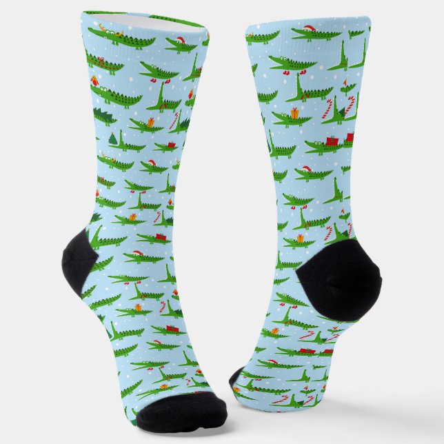 Chaussette Crocodiles festifs dans les costumes de Noël Motif (Angulaire)