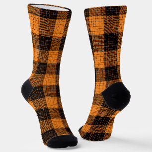 Chaussette Croix à carreaux orange noir Buffalo