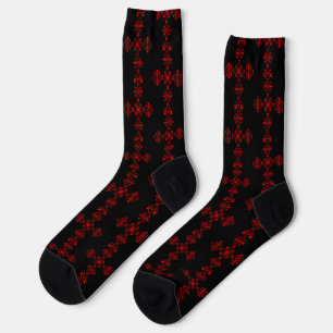 Chaussette Croix avec ornement rouge, Art décoratif sacré