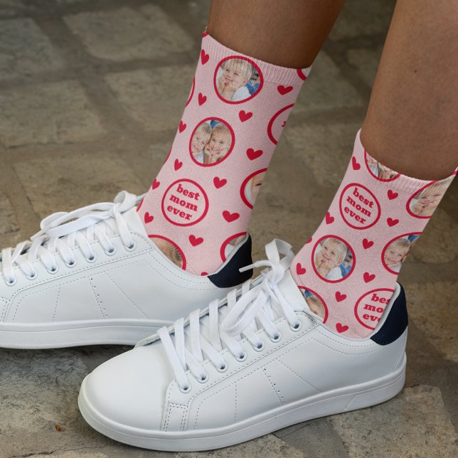 Chaussette Custom 3 Photo Fête des mères Chaussettes faciales (Créateur téléchargé)