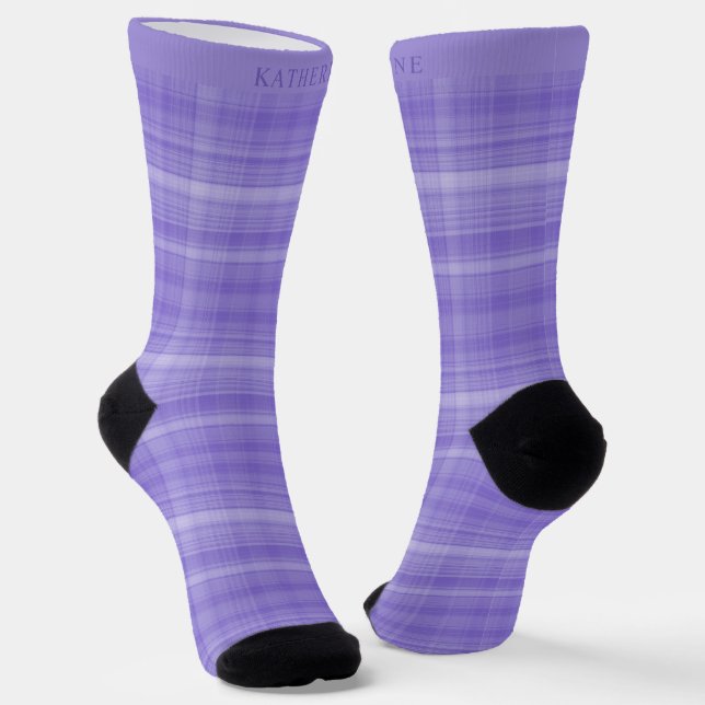 Chaussette Custom Light Lavender Dark Purple Checkered (Angulaire)
