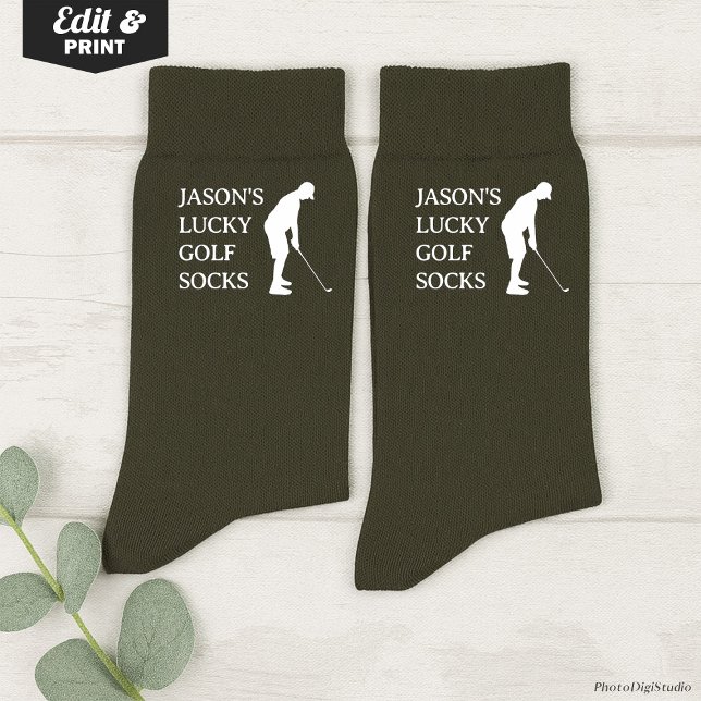 Chaussette Custom Lucky Golf Socks, Birthday Christmas Fun (Custom Lucky Golf Socks Olive, Fun Golfer Grandfather Christmas Gift, Fun Socks for Husband Birthday)