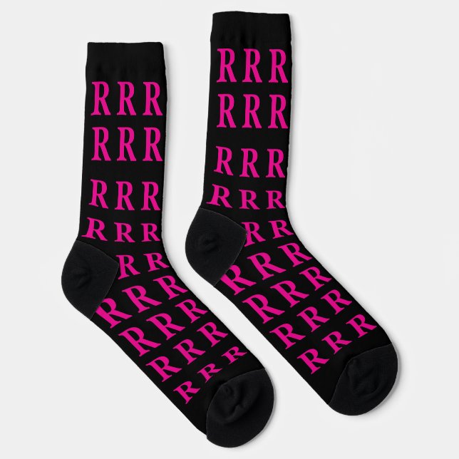 Chaussette Custom Monogram Initial Black Pink socks (Droite)