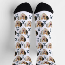 Custom Pet Photo and  Paw Prints Socks