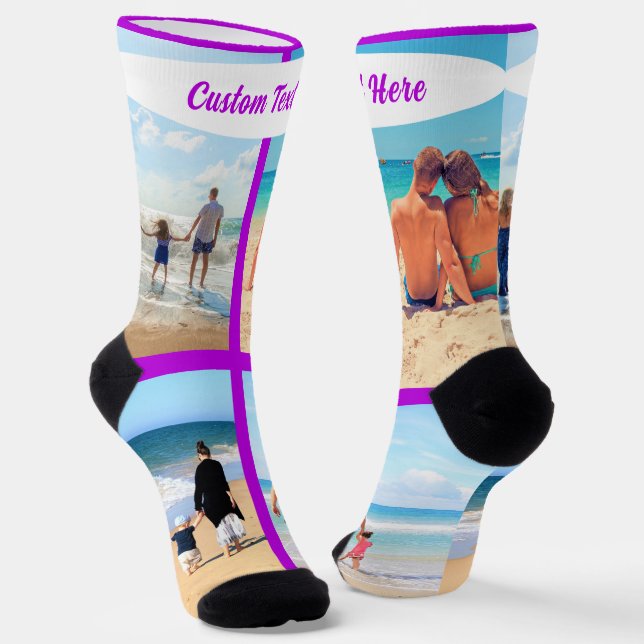 Chaussette Custom Photo Collage Socks Personalized Text (Angulaire)