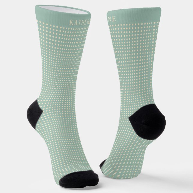 Chaussette Customizable Sage Green Yellow Polka Dot Design (Angulaire)