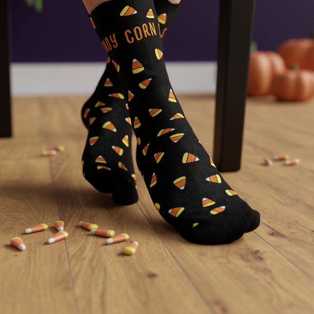 Chaussette Cute Candy Corn Motif Black Chaussettes Halloween (Créateur téléchargé)