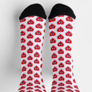 Chaussette Cute Cat Photo Personnalisée Red Heart