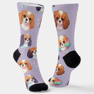 Chaussette Cute Cavalier King Charles Pastel Motif