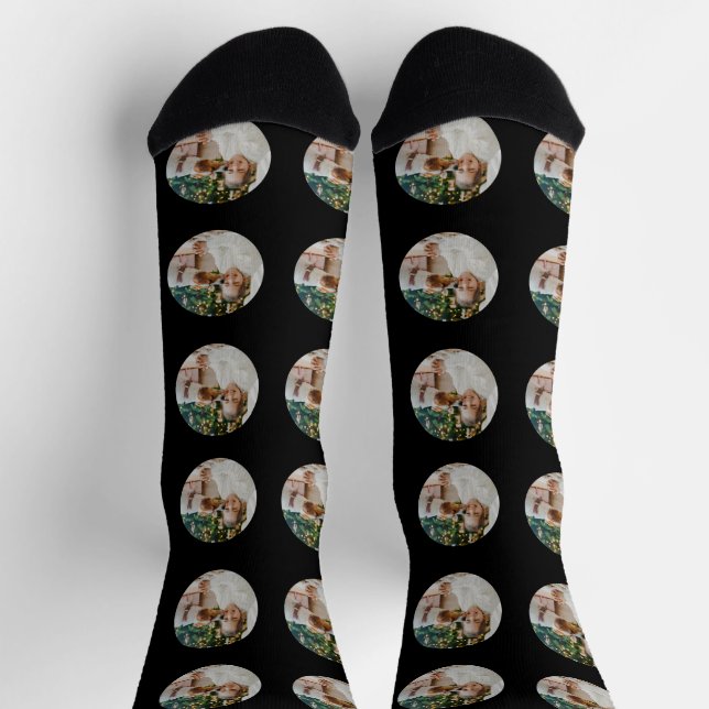 Chaussette Cute Chien Love Girl Funny Visage Animal Photo Noi (Haut)