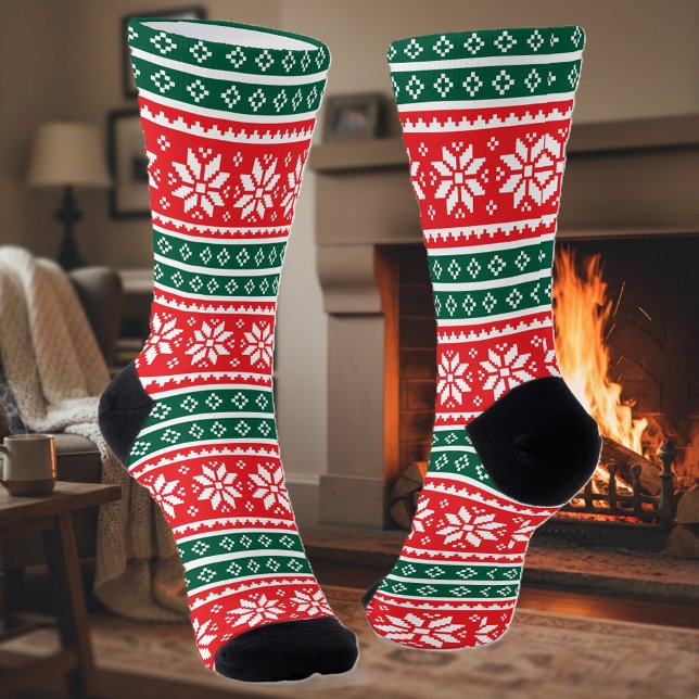Chaussette Cute Christmas socks with nordic snowflake pattern (Christmas socks)