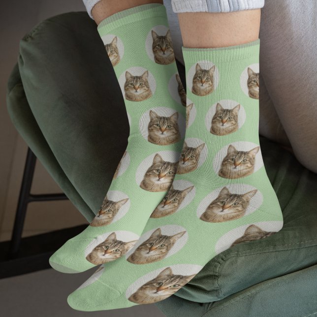 Chaussette Cute Custom Cat Photo Socks (Créateur téléchargé)