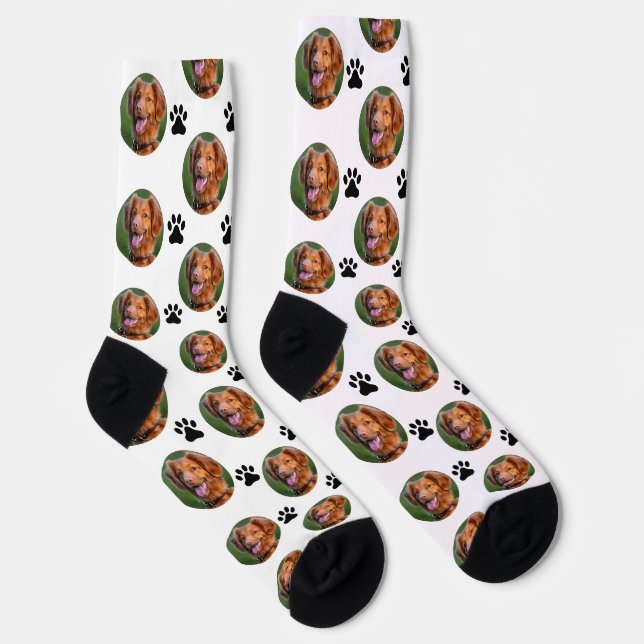 Chaussette Cute Dog Pet Photo avec Motif Empreinte de patte (Droite)