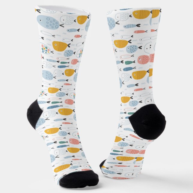 Chaussette Cute Doodle École de Motif de poisson (Angulaire)