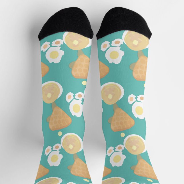 Chaussette Cute gaufres Pancake Oeufs Petit-Déjeuner Buffet F (Haut)