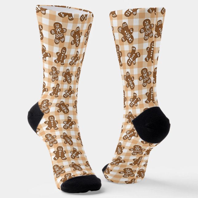 Chaussette Cute Gingerbread Homme Plaid Nouveauté Noël (Angulaire)