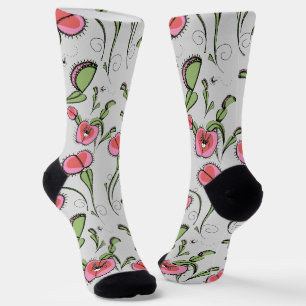 Chaussette Cute Grey & Rose Vénus Flytrap collé sur votre amo