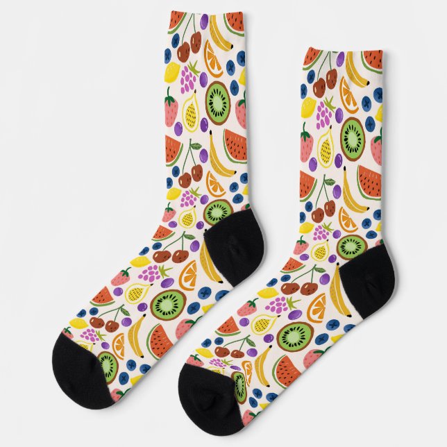 Chaussette Cute Hand-drawn Doodle Fruits Seamless Pattern (Gauche)