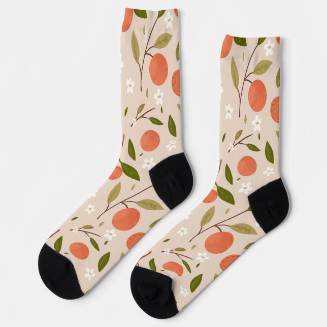 Chaussette Cute Hand-drawn Orange Blossom Seamless Pattern (Gauche)
