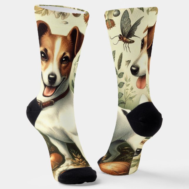 Chaussette Cute Jack Russell Terrier Vintage (Angulaire)