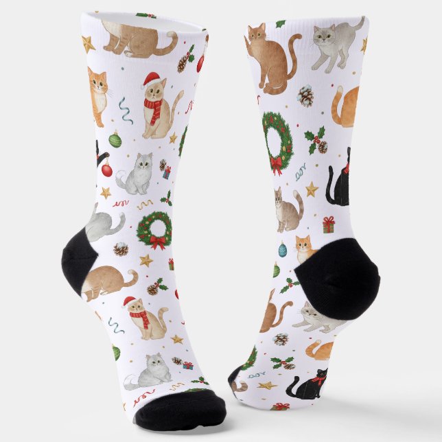 Chaussette Cute Kawaii Cats & Christmas Decorations Socks (Angulaire)