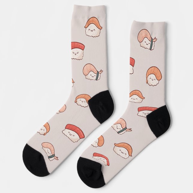 Chaussette Cute Nigiri Sushi Motif sans couture (Gauche)