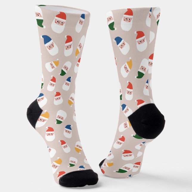 Chaussette Cute Père Noël fait face au Motif de Noël (Angulaire)