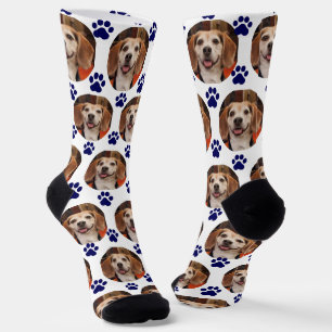 Chaussette Cute Pet Photo Marine Empreintes de pattes Chien C