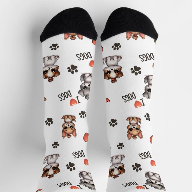 Chaussette Cute Puppy I Love Dogs Pattern Crew Socks (Haut)