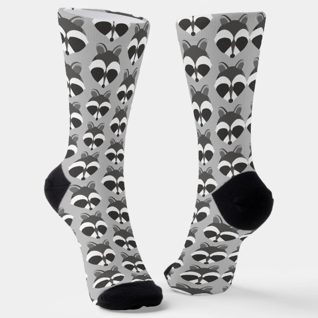 Chaussette Cute Raccoon Visage Motif Animal (Angulaire)