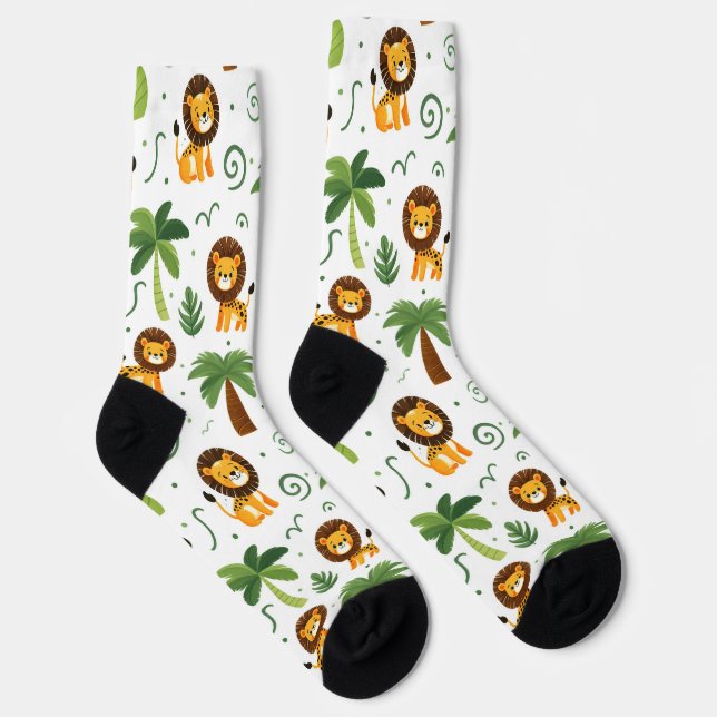 Chaussette Cute Socks with Baby Lion Safari Jungle Animal  (Droite)