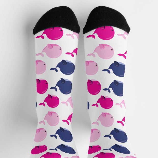 Chaussette Cute Whales, Pattern of Whales, Sea Animals (Haut)