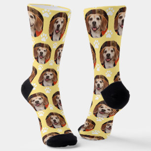 Chaussette Cute Yellow Pet Photo & Empreintes de pattes Chien
