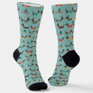 Chaussette Dachshund de vacances avec cadeaux et Motif de sle