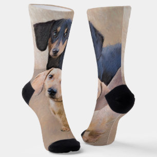 Chaussette Dachshund (Smooth) Peinture - Art Chien original