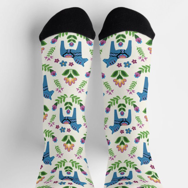 Chaussette Dala suédois Chevaux bleu (Haut)