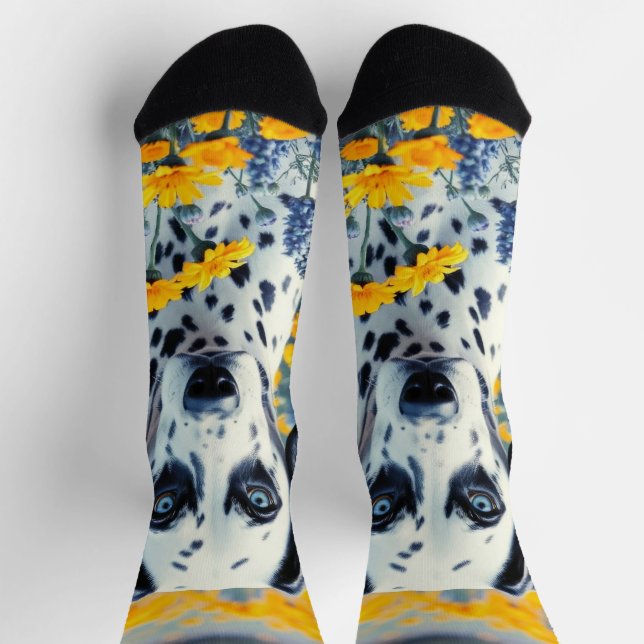 Chaussette Dalmatien dans les fleurs (Haut)