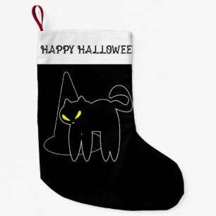 Chaussette de Halloween Chat noir et chapeau