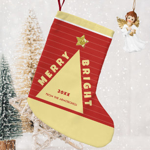 Chaussette de Noël arbre de Noël minimaliste rouge
