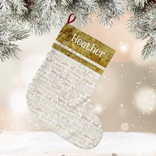 Chaussette de Noël au nom doré (Golden Christmas Name Stocking)