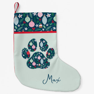 Chaussette de Noël avec empreinte de patte de chie