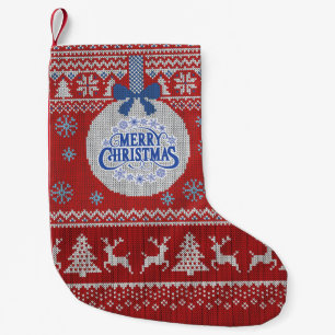 Chaussette de Noël en tricot rouge Joyeux Noël