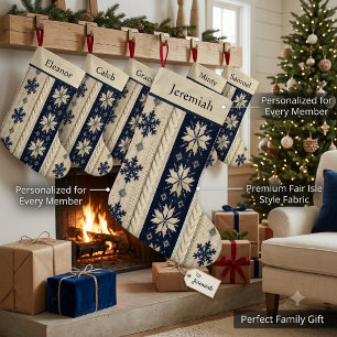 Chaussette de Noël personnalisée en bleu marine Fa