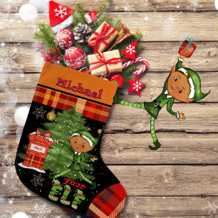 Chaussette de Noël pour Enfants Garçon Elfe Fantai