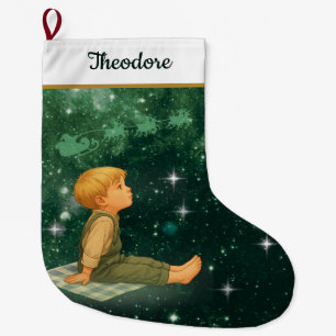 Chaussette de Noël pour garçon rêveur – Vert argen