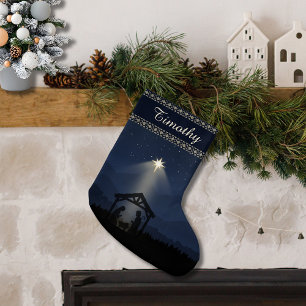 Chaussette de Noël silhouette de la Nativité de mi