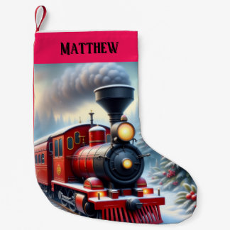Chaussette de Noël Train Rouge Nostalgique