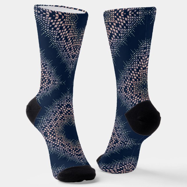 Chaussette Décor oriental bleu. (Angulaire)